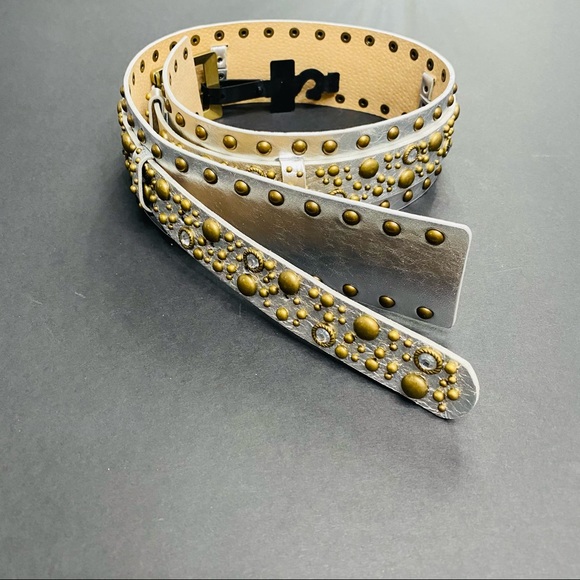 L & D Studded Italian Leather Belt- Size M - Picture 6 of 14
